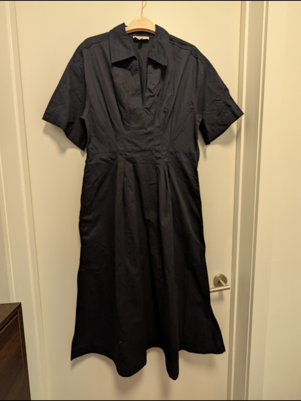 Reiss Cotton Short-Sleeve Black Midi Dress